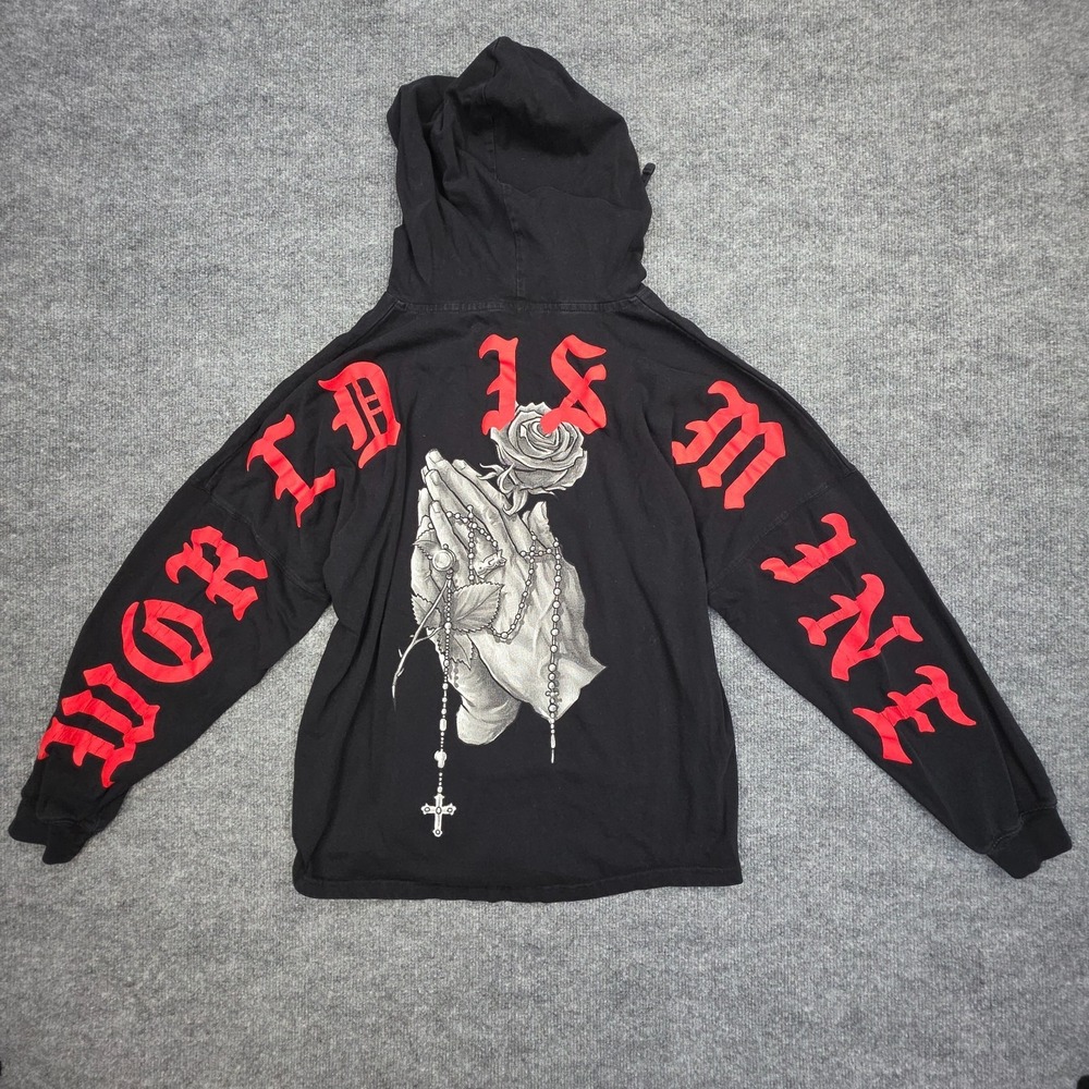DGK Guadalupe Hoodie Size Small Black Spellout World Is Mine Street Skate Y2K